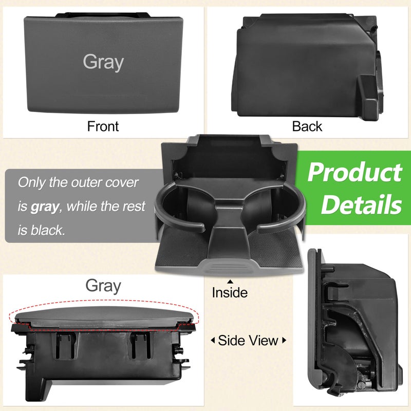 State Warehouse Cup Holder Fits for Pathfinder 2005-2012, Xterra 2005-2015, Frontier 2005-2019 REA Replace for 96965-ZP00A Rear Seat Center Console Box-Gray - Image 2